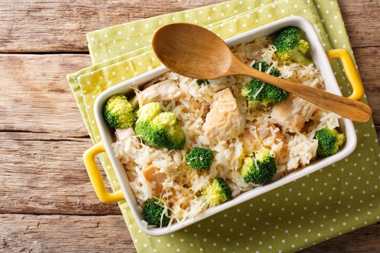 Broccoli, chicken, and rice