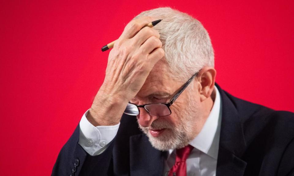 Doing the maths: Jeremy Corbyn struggles to add up Labour’s lost votes.