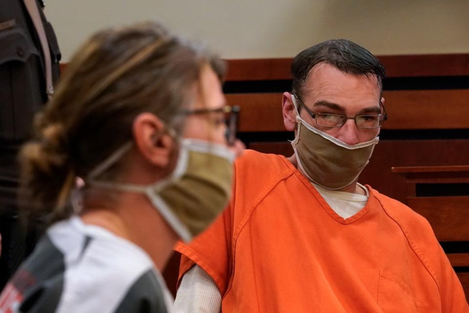 James and Jennifer Crumbley are see in court during a preliminary hearing (AP)