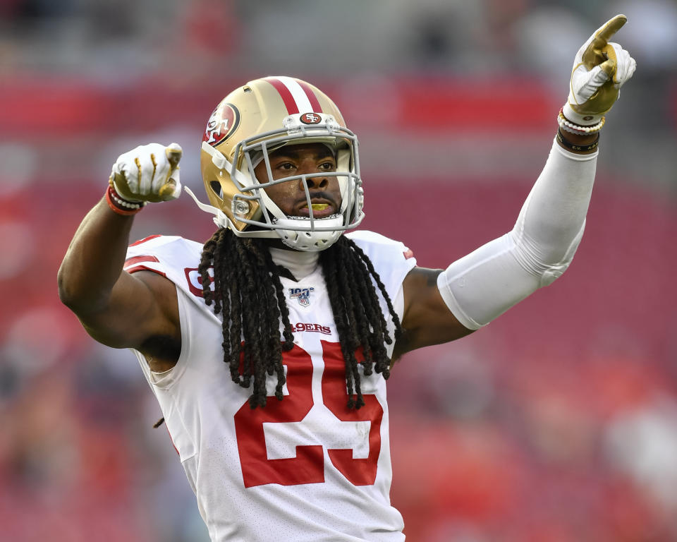 Niners quarterback Richard Sherman is Pro Football Focus' top coverage defender in the NFL in 2019. (Photo by Roy K. Miller/Icon Sportswire via Getty Images)