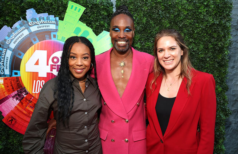 Head of Orion Pictures Alana Mayo, Billy Porter, and Amazon head of movies Julie Rapaport - Credit: Courtesy of Eric Charbonneau