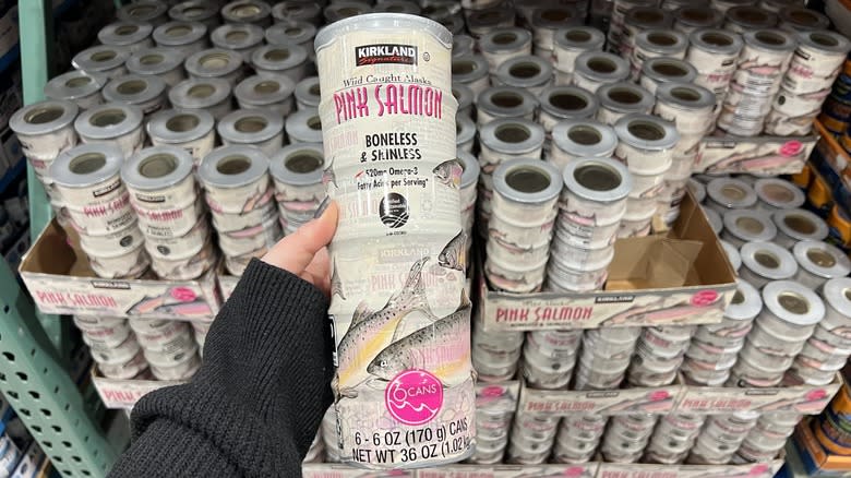 Kirkland Signature pink salmon cans