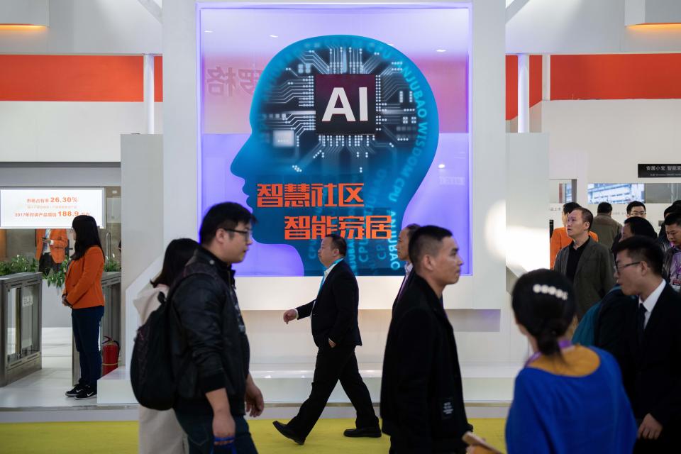 Feria sobre Inteligencia Artificial en China. (NICOLAS ASFOURI/AFP/Getty Images)