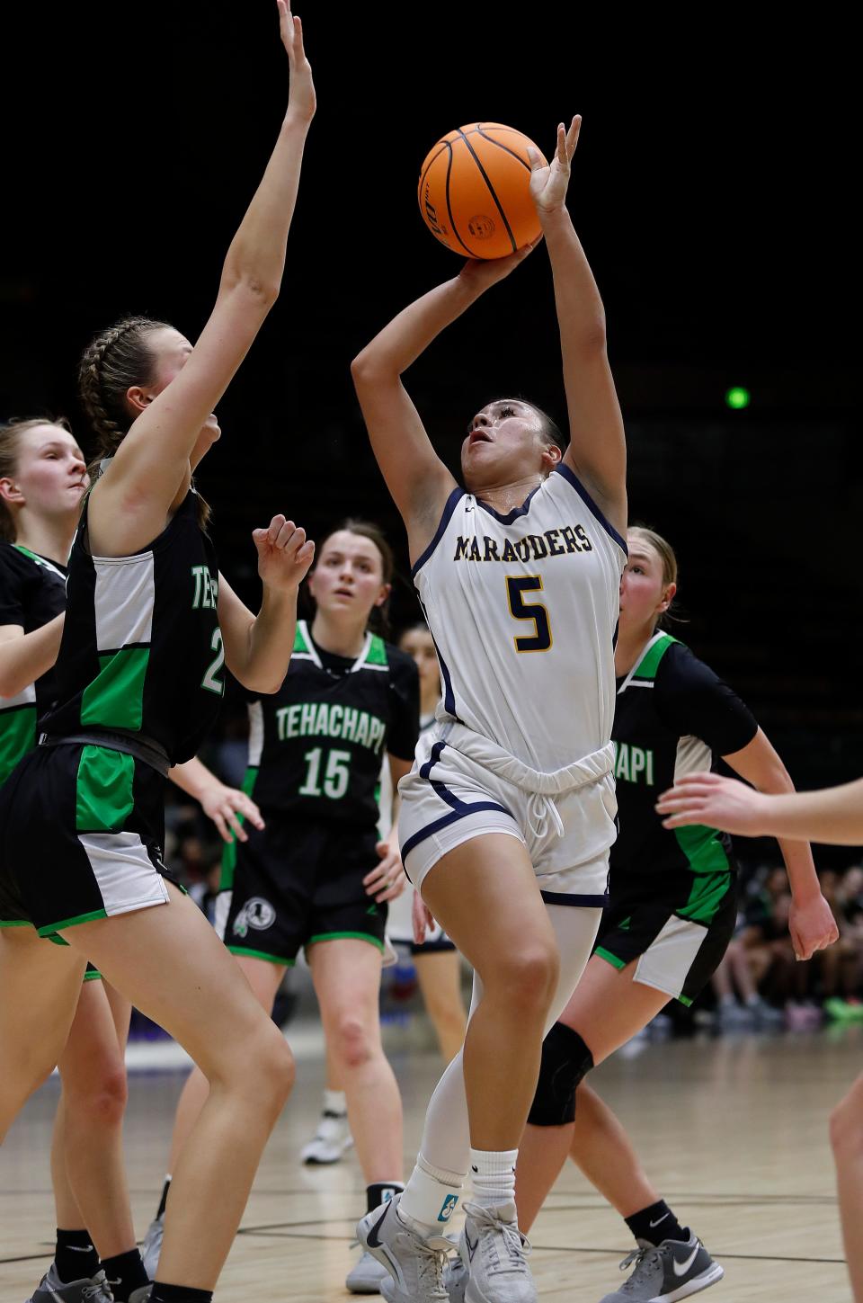 Monache's MVP Alisha Verdejo drives against Tehachapi during their Central Section Division II high school girls basketball championship game at Selland Arena on Friday, Feb. 23, 2024 in Fresno, Calif. Monache won 41-37.