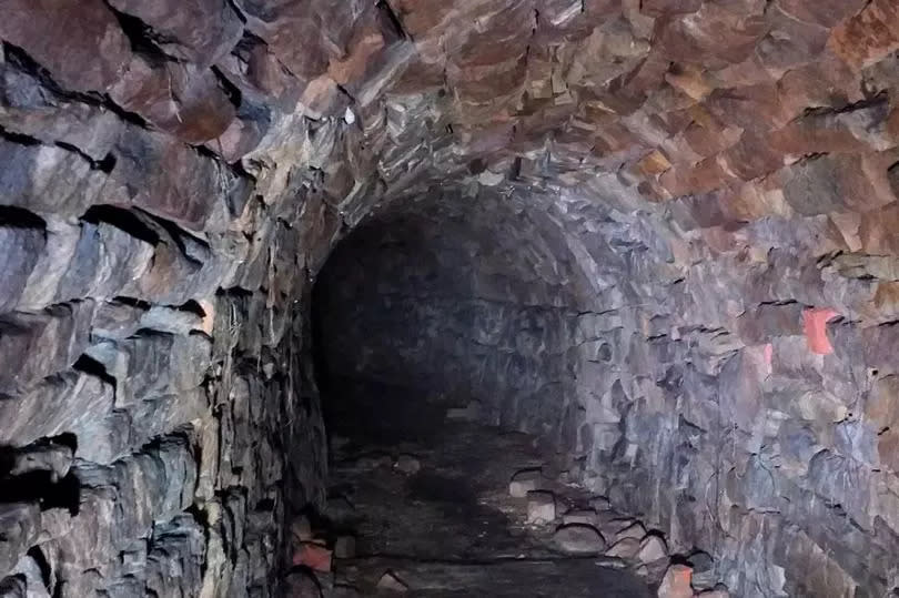 A long tunnel forms part of the remains of Mellor Mill