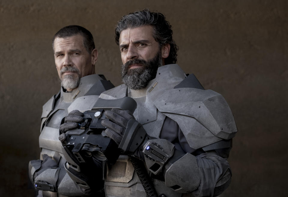 (L-R): Josh Brolin as Gurney Halleck and Oscar Isaac as Leto Atreides in <em>Dune: Part One</em><span class="copyright">Chiabella James—Warner Bros. Pictures</span>