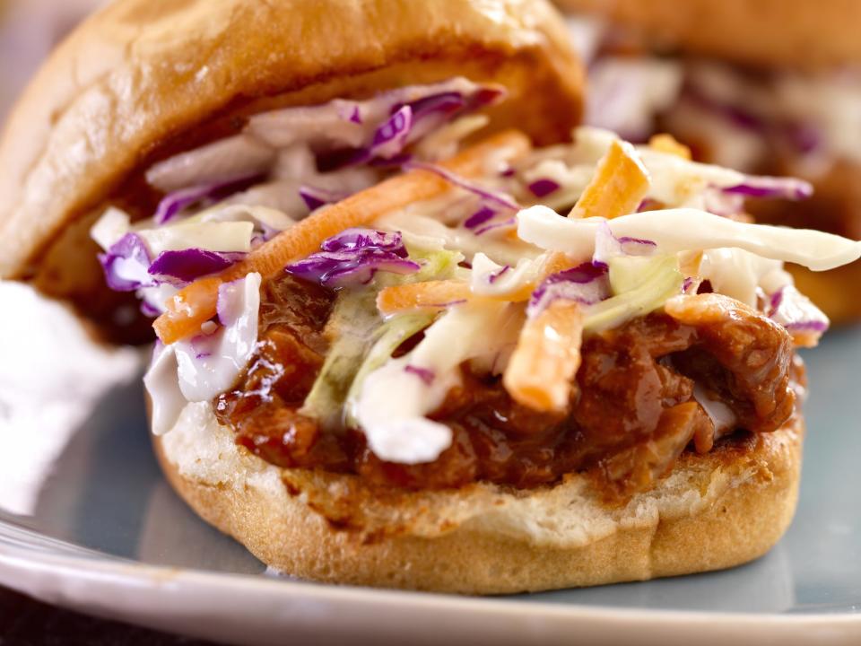 pulled pork sandwich with coleslaw