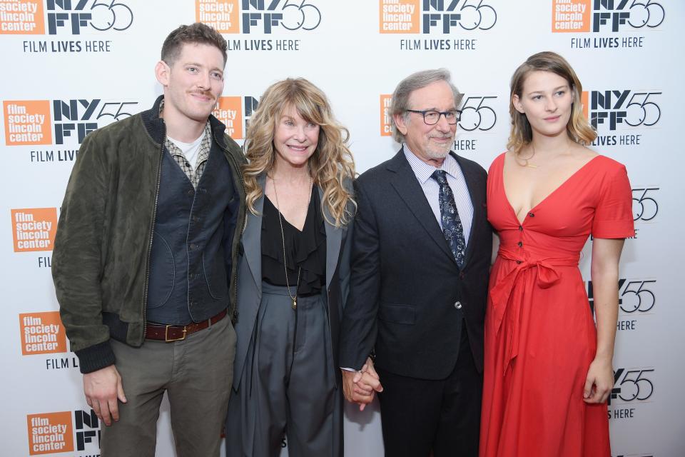 Sawyer Avery Spielberg, Kate Capshaw, Steven Spielberg and Destry Allyn Spielberg attend the 55th New York Film Festival screening of "Spielberg" at Alice Tully Hall on Oct. 5, 2017, in New York City.