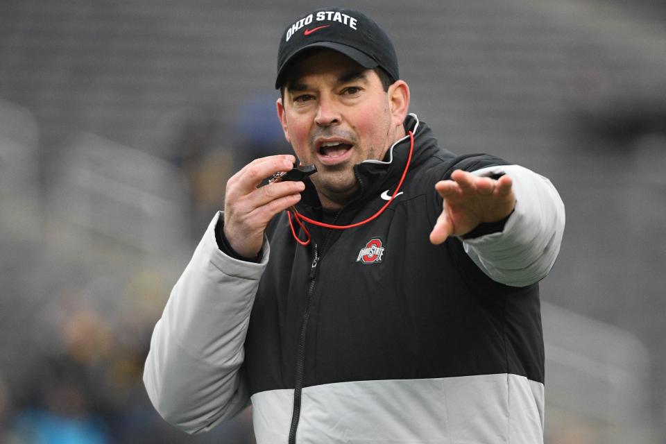 Ohio State Buckeyes head coach Ryan Day before the game against the Michigan Wolverines at Michigan Stadium on Nov. 30, 2019.