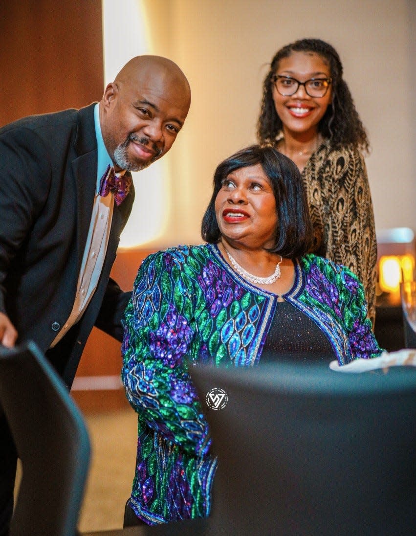 In the center, former Petersburg Mayor, Delegate and State Senator Rosalyn Randolph "Roz" Dance at benefit gala in Petersburg on March 31, 2023.