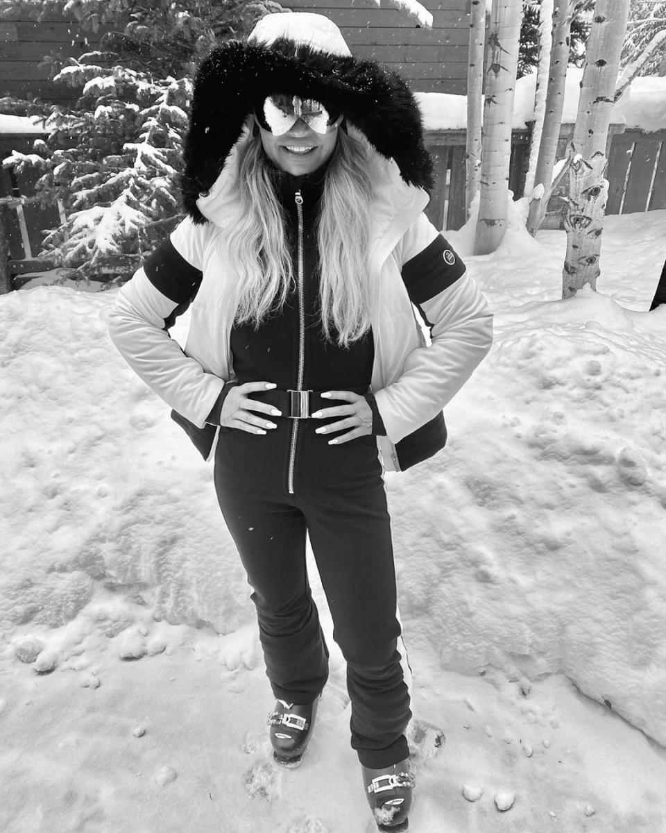 Jessica Simpson poses on a ski trip