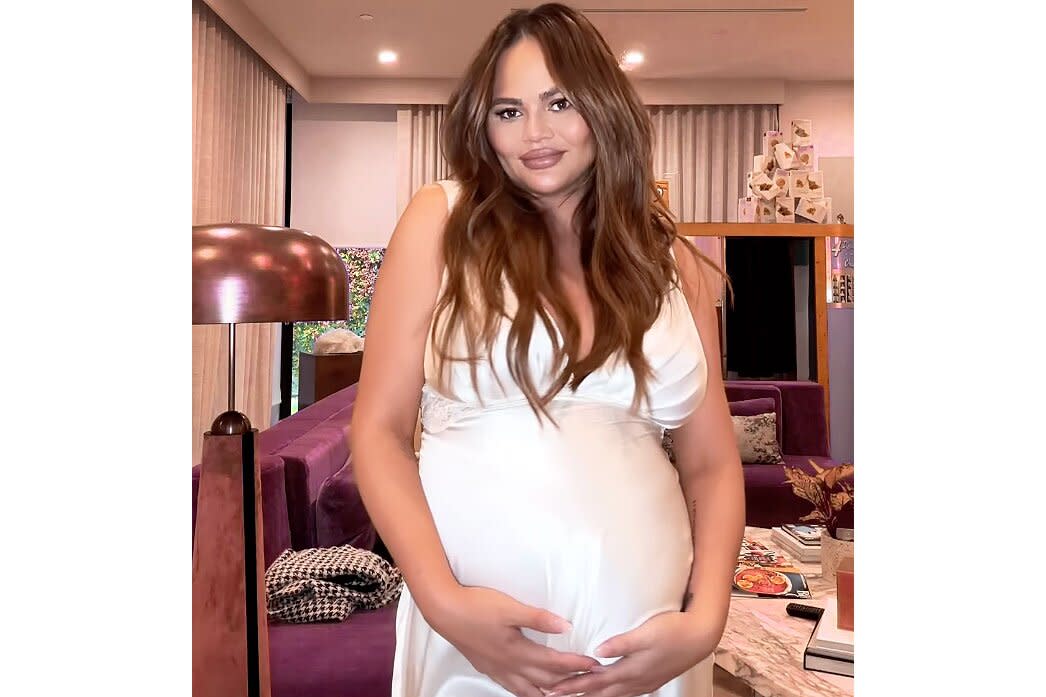 Pregnant Chrissy Teigen Shows Off Bump in a Cozy Look and a Sexy Look: 'We Are Gettin' There'