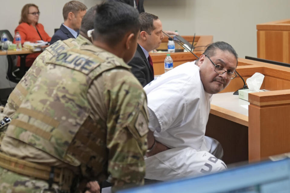  Death row inmate Taberon Honie looks on during the Utah Board of Pardons commutation hearing Monday, July 22, 2024, at the Utah State Correctional Facility, in Salt Lake City. (AP Photo/Rick Bowmer, Pool)