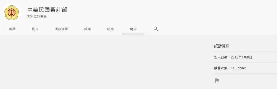 審計部YouTube頻道自2013年1月設立。（中華民國審計部YouTube）