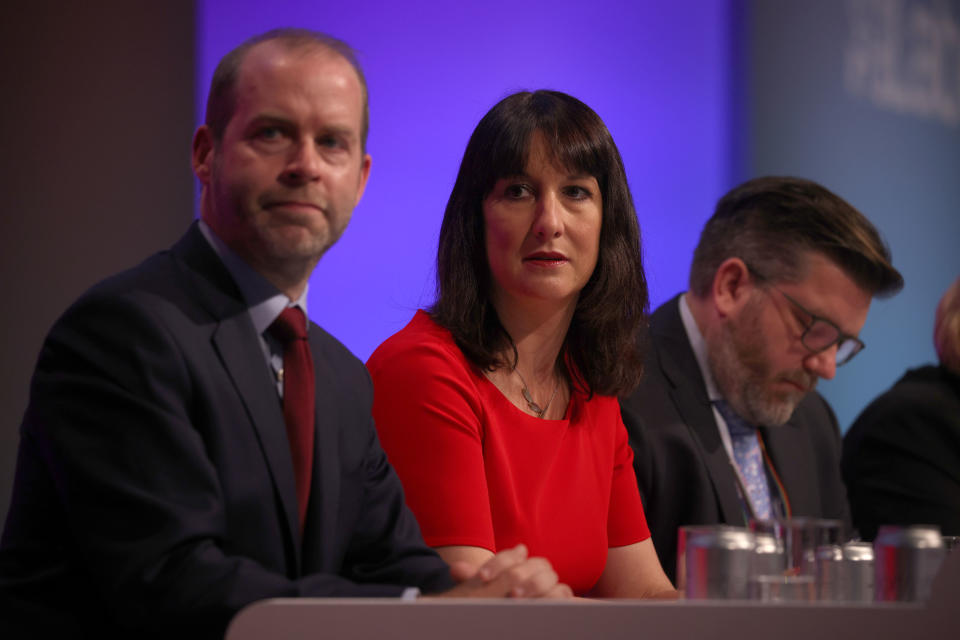 BRIGHTON, ENGLAND - SEPTEMBER 27:  Shadow Work and Pensions Secretary Jonathan Reynolds and Shadow Chancellor Rachel Reeves attend day three of the Labour Party conference on September 27, 2021 in Brighton, England. Labour return to Brighton for their in-person 2021 conference from Saturday 25 to Wednesday 29 September. This will be Keir Starmer's first conference as party Leader.  (Photo by Dan Kitwood/Getty Images)