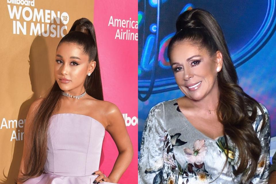 Si hay algo que ha llamado la atención ha sido su peinado. Para una de las fotos promocionales la protagonista llevó una coleta alta al más puro estilo Ariana Grande. Una similitud que detectaron <a href="https://twitter.com/TonyLopezS/status/1301910462821478400" rel="nofollow noopener" target="_blank" data-ylk="slk:algunos usuarios de Twitter;elm:context_link;itc:0;sec:content-canvas" class="link ">algunos usuarios de Twitter</a>. (Foto: Theo Wargo / Getty Images / Mediaset)