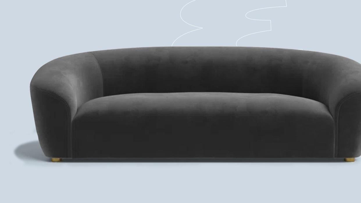 a black leather couch