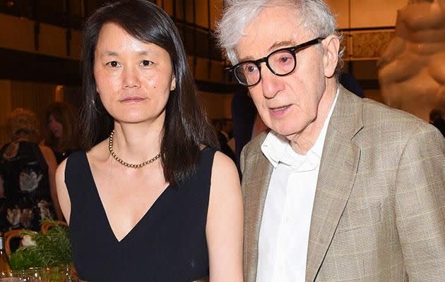 Woody, with his wife Soon-Yi Previn, who he met when she was the adopted child of his long-time love Mia Farrow. Source: Getty