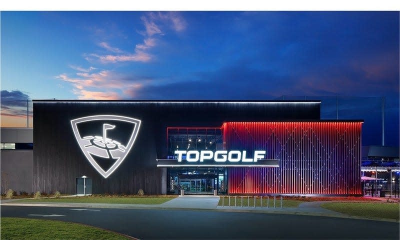 A rendering shows what the future Topgolf Knoxville sports entertainment venue could look like. Located across from Turkey Creek, the site is slated to open late summer 2022.