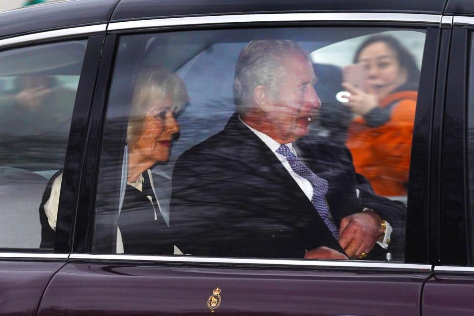 The King and Queen on The Mall after leaving Clarence House on Tuesday(PA) (PA Wire)