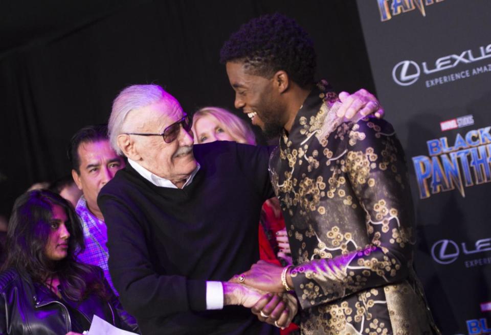 Lee with Black Panther star Chadwick Boseman (AFP/Getty Images)