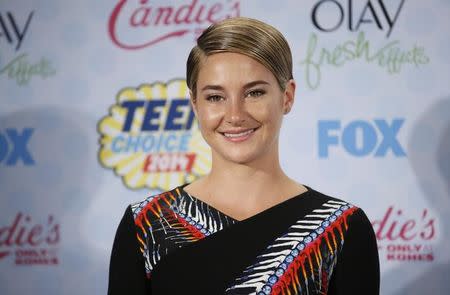 Shailene Woodley poses backstage during the Teen Choice Awards 2014 in Los Angeles, California August 10, 2014. REUTERS/Danny Moloshok/Files