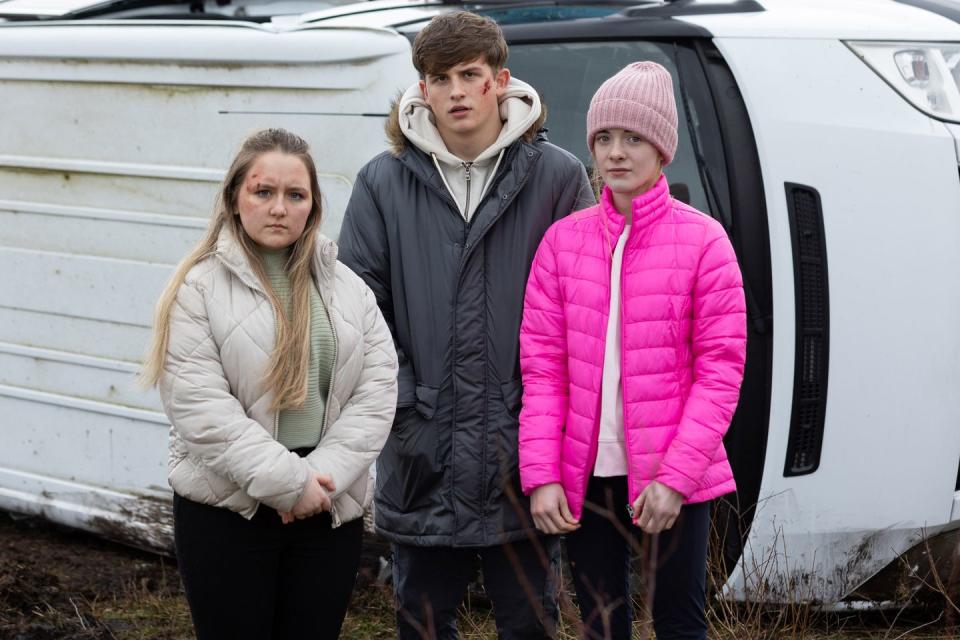 leah barnes, charlie dean and ella richardson in hollyoaks