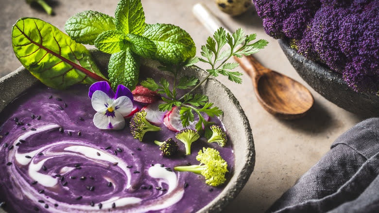 Purple cauliflower soup