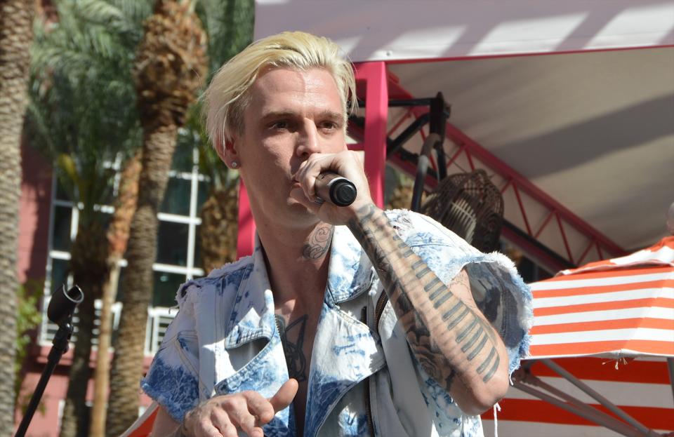 Singer Aaron Carter performs at the Go Pool at Flamingo Las Vegas on April 15, 2017 in Las Vegas, Nevada. (Photo by Mindy Small/FilmMagic)