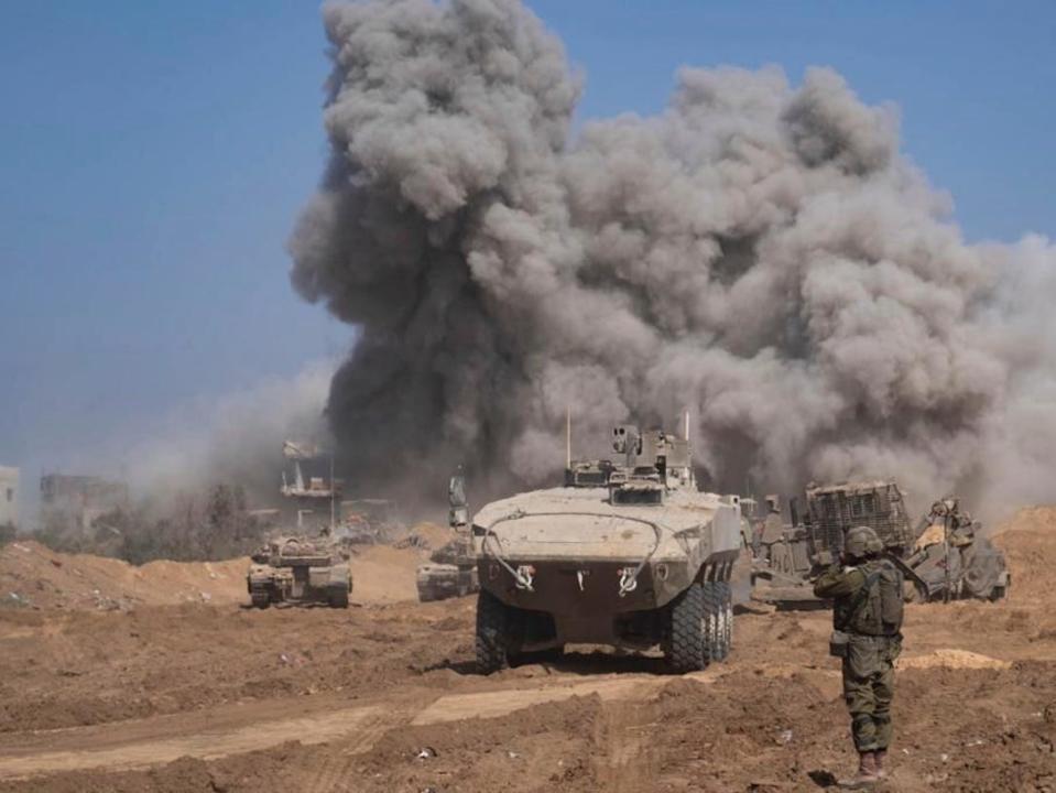 Israel's new Eitan APC on the battlefield in Gaza in November 2023.