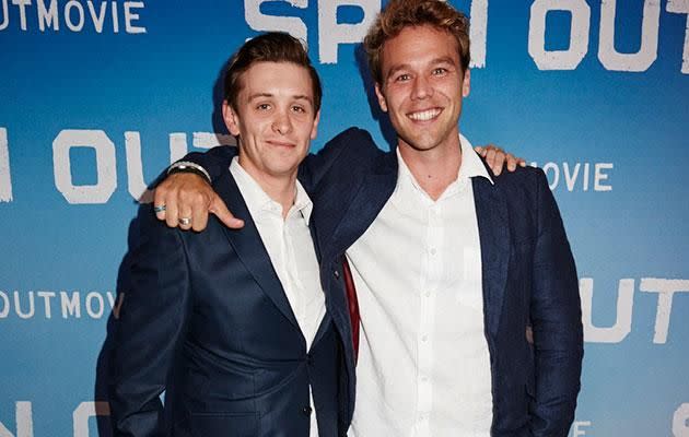 Travis and Lincoln at the premiere screening of Spin Out in Sydney on September 12. Source: Supplied