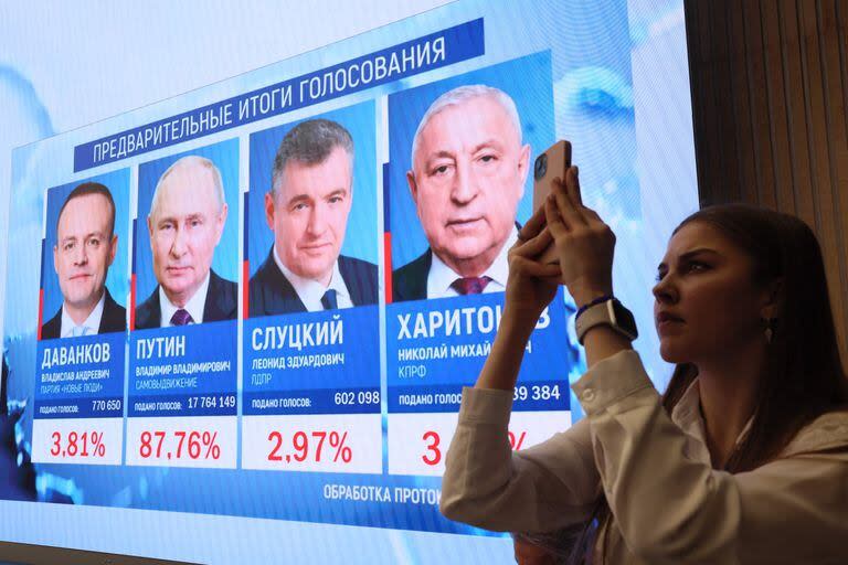 Vladimir Putin obtuvo el 88 por ciento de los primeros votos contados en las elecciones presidenciales de Rusia, dijo el jefe de la comisión electoral de Rusia