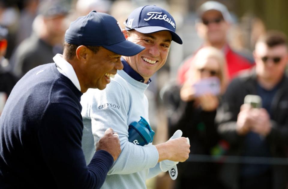 Woods and Thomas were both laughing after the prank (Getty Images)