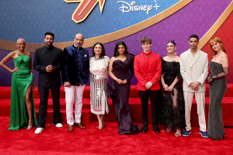 The cast of “Ms. Marvel”: (L-R) Travina Springer, Saagar Shaikh, Mohan Kapoor, Zenobia Shroff, Iman Vellani, Matthew Lintz, Yasmeen Fletcher, Rish Shah and Laurel Marsden. - Credit: Jesse Grant