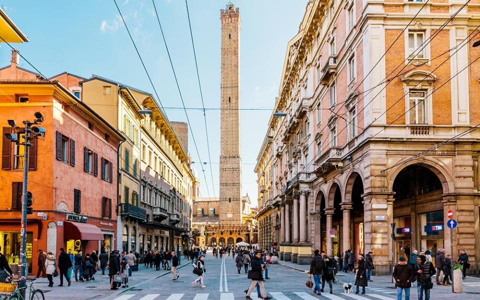 Bologna's slightly leaning Asinelli Tower