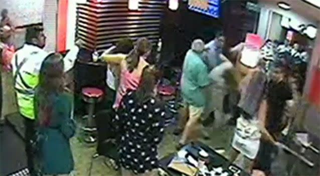 CCTV shows things getting heated. Image: 7news