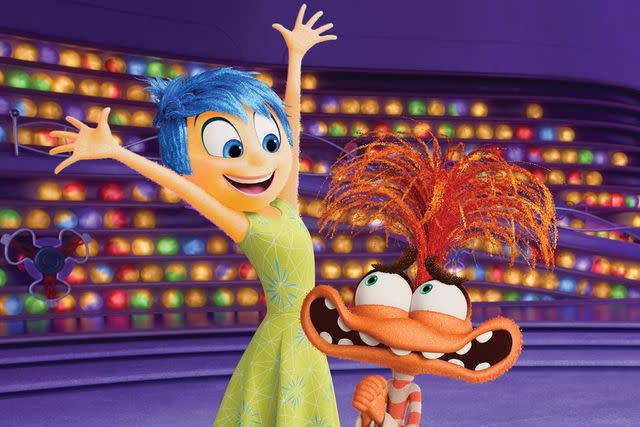 <p>PIXAR</p> (L-R) Joy (voiced by Amy Poehler) and Anxiety (voiced by Maya Hawke) in 'Inside Out 2'