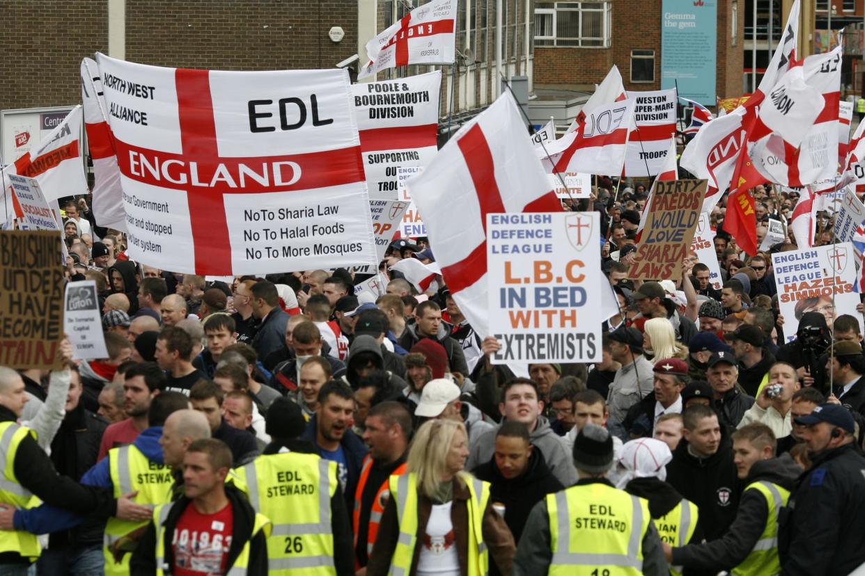 Nationalists take to the street in Luton, England: AFP/Getty