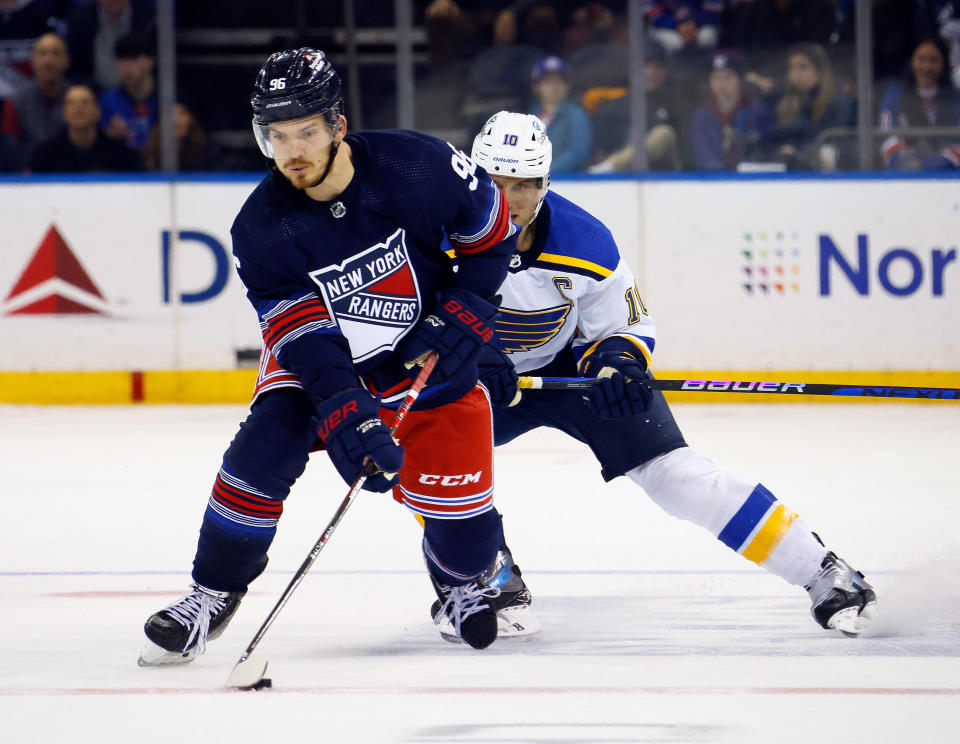 Jack Roslovic #96 of the New York Rangers. 