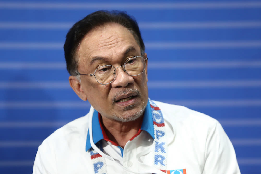 PKR president Datuk Seri Anwar Ibrahim speaks during a press conference after the 2019 PKR National Congress at MITC in Ayeh Keroh, Melaka December 8, 2019. — Picture by Ahmad Zamzahuri
