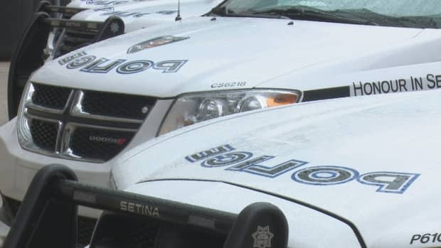 Windsor police cruisers are shown outside headquarters on Jan. 5, 2021. (Dan Taekema/CBC - image credit)