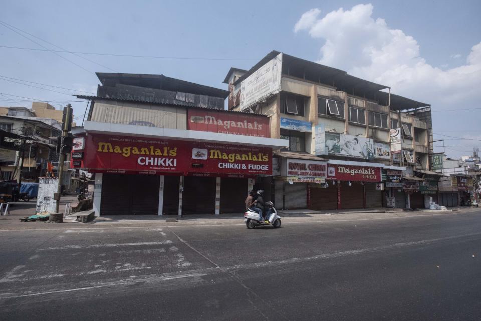 PUNE, INDIA - MARCH 25: Shut chikki shops at Lonavla, on March 25, 2020 in Pune, India. Prime Minister Narendra Modi on Tuesday announced complete lockdown of the entire country, as part of the governments stringent efforts to tackle coronavirus disease Covid-19. This lockdown will be in place for 21 days and more stringent than Janta Curfew. Although, ration shops, groceries, fruits and vegetable shops, dairy and milk booths, meat and fish shops, animal fodder will remain open during the 21-day lockdown. (Photo by Pratham Gokhale/Hindustan Times via Getty Images)