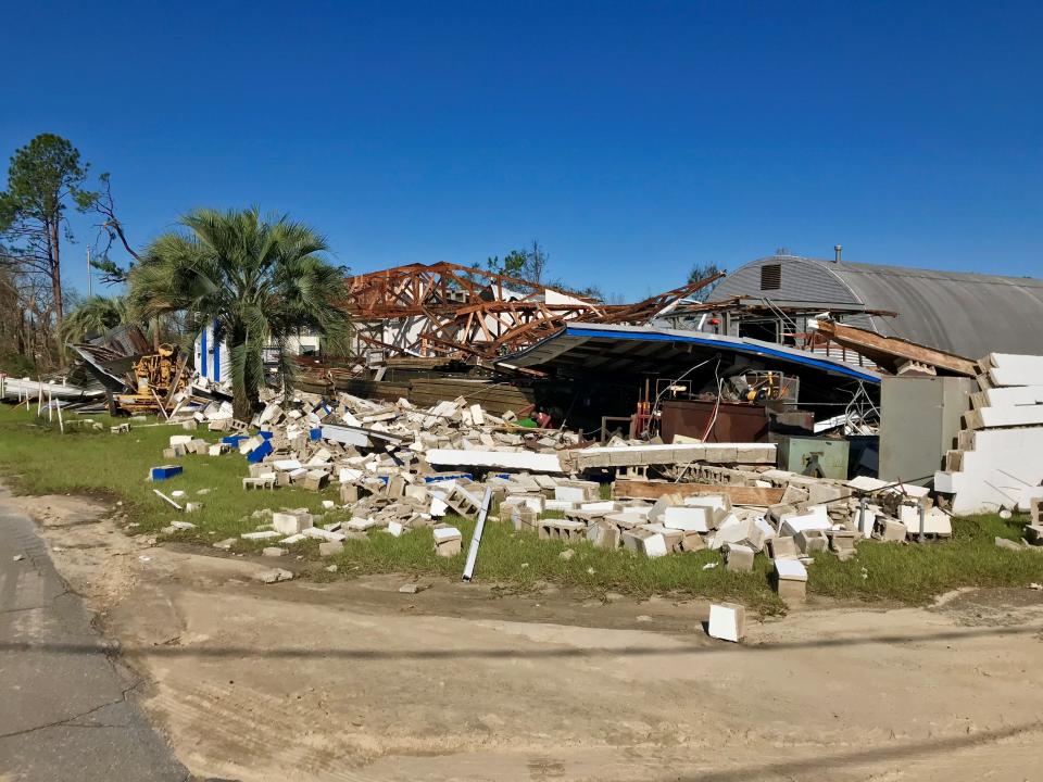 Hurricane Michael reduced the Jackson County Road Department building to rubble.