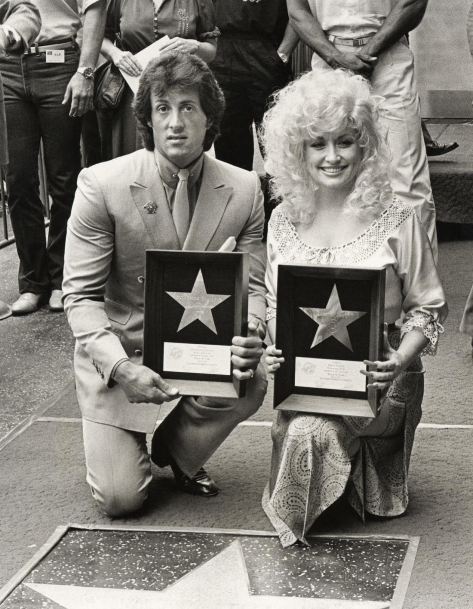 Sylvester Stallone And Dolly Parton during Dolly Parton and Sylvester Stallone Honored with Stars on the Hollywood Walk of Fame at Walk of Fame in Hollywood, California, United States. (Photo by Ron Galella, Ltd./WireImage)