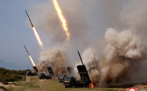 North Korea also tested multiple rocket launchers and tactical weapons - Credit: KCNA/Reuters