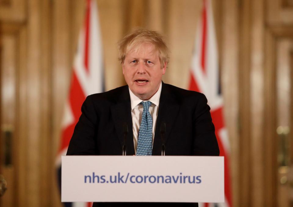 British Prime Minister Boris Johnson gives a press conference about the ongoing situation with the COVID-19 coronavirus outbreak inside 10 Downing Street in London, on March 17, 2020.