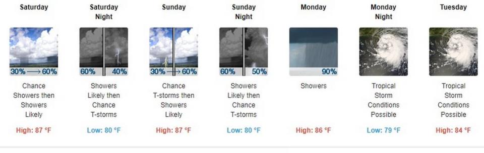 The South Florida weather forecast takes into account the potential track of Tropical Disturbance Nine, which could become Hurricane Hermine, if it lands in Florida or skirts the coast.
