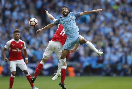 Britain Football Soccer - Arsenal v Manchester City - FA Cup Semi Final - Wembley Stadium - 23/4/17 Manchester City's Gael Clichy in action with Arsenal's Aaron Ramsey Action Images via Reuters / John Sibley Livepic