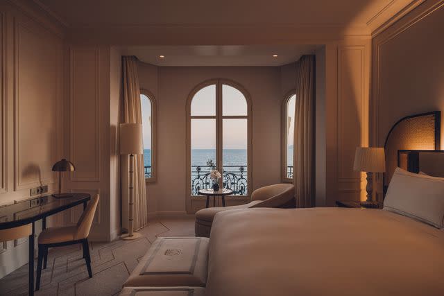 <p>Courtesy of Carlton Cannes, a Regent Hotel</p> A guest room at the Carlton Cannes, a Regent hotel, part of IHG Hotels & Resortsâ€™ luxury & lifestyle portfolio.