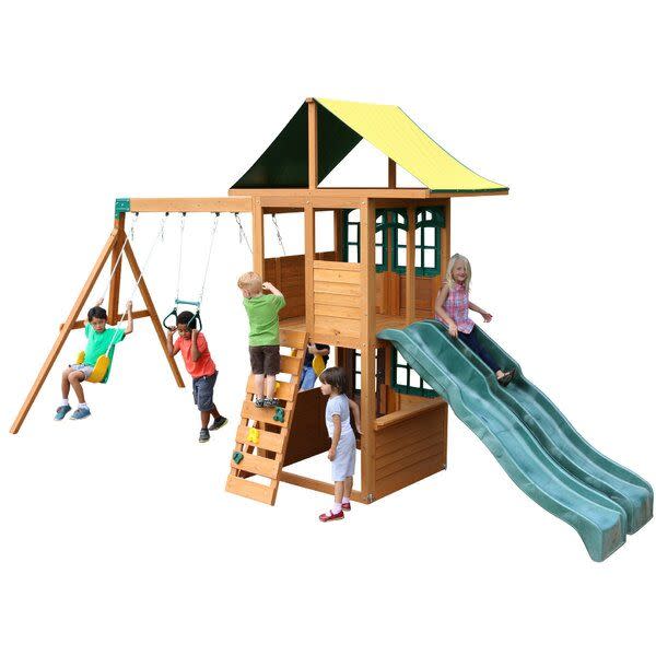 9) Treasure Cove Wooden Swing Set